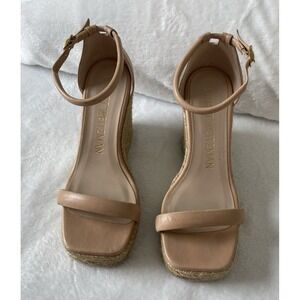 Stuart Weitzman Teddi Espadrille Wedge Beige Sandals – Size 7C